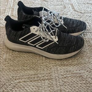 Mens adidas Black & White Knit Lace-Up Sneakers